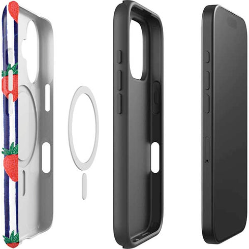 Bouffants and Broken Hearts Strawberries and Stripes iPhone 16 Magsafe Impact Case
