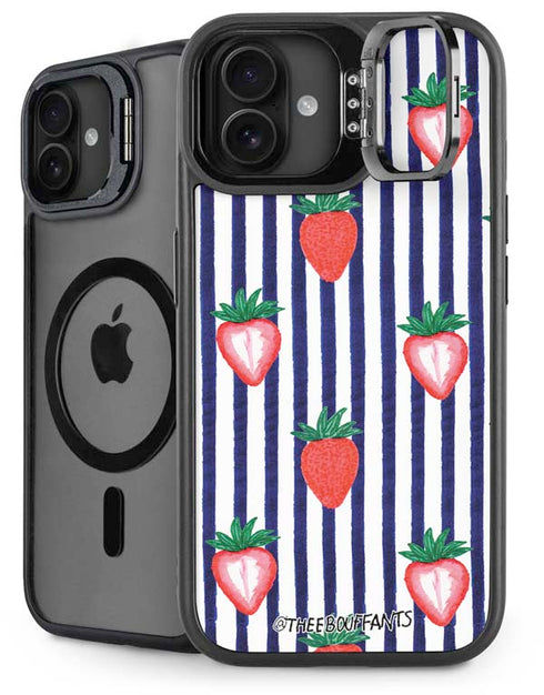 Bouffants and Broken Hearts Strawberries and Stripes iPhone 16 Plus Kickstand Case