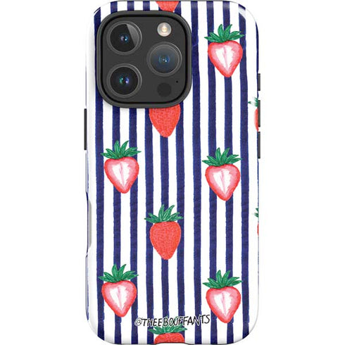 Bouffants and Broken Hearts Strawberries and Stripes iPhone 16 Pro Impact Case