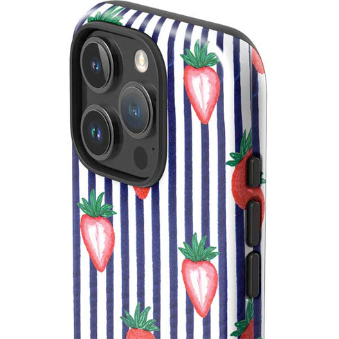 Bouffants and Broken Hearts Strawberries and Stripes iPhone 16 Pro Impact Case