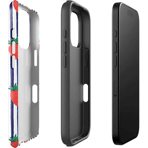 Bouffants and Broken Hearts Strawberries and Stripes iPhone 16 Pro Impact Case