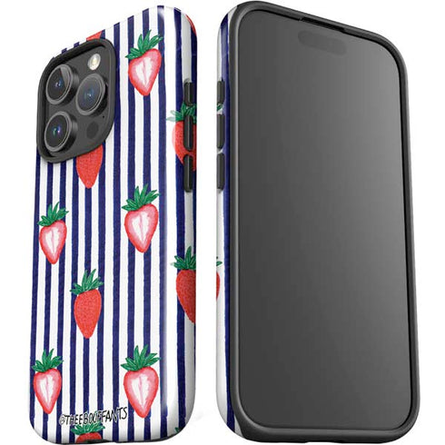 Bouffants and Broken Hearts Strawberries and Stripes iPhone 16 Pro Impact Case