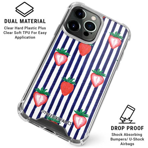 Bouffants and Broken Hearts Strawberries and Stripes iPhone 16 Pro Max Clear Case