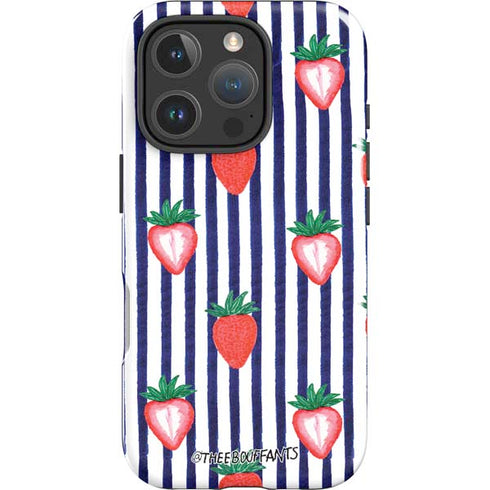 Bouffants and Broken Hearts Strawberries and Stripes iPhone 16 Pro Max Impact Case