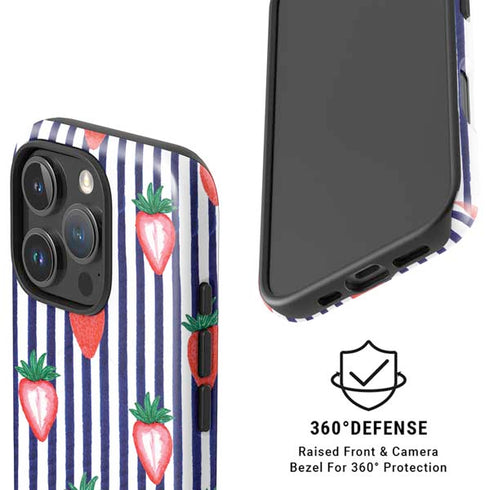 Bouffants and Broken Hearts Strawberries and Stripes iPhone 16 Pro Max Magsafe Impact Case
