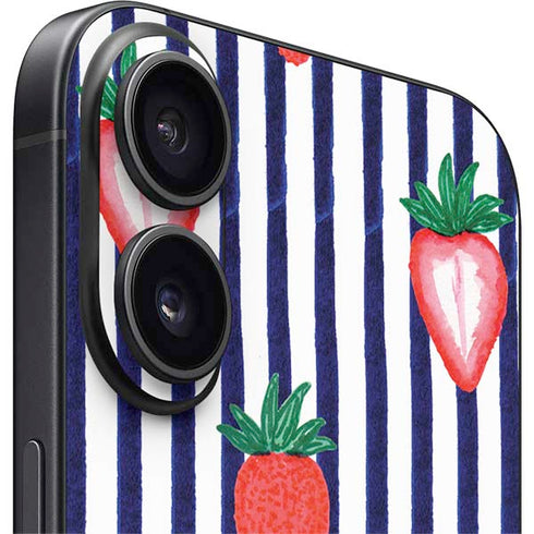 Bouffants and Broken Hearts Strawberries and Stripes iPhone 16 Skin