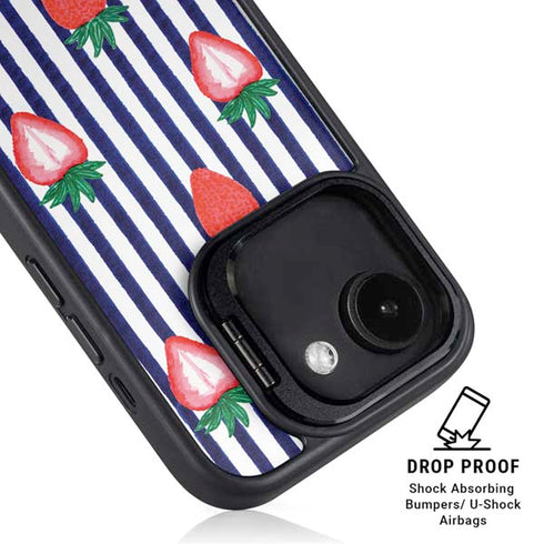 Bouffants and Broken Hearts Strawberries and Stripes iPhone 16e Kickstand Case