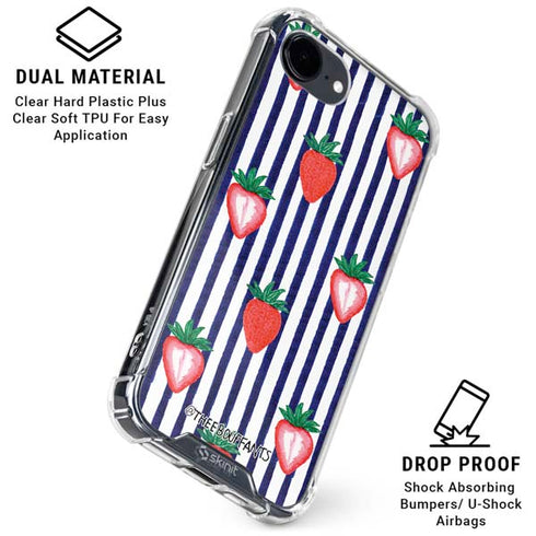 Bouffants and Broken Hearts Strawberries and Stripes iPhone 16e Clear Case