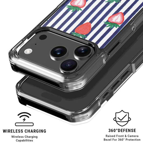 Bouffants and Broken Hearts Strawberries and Stripes iPhone 18 Pro Clear Case