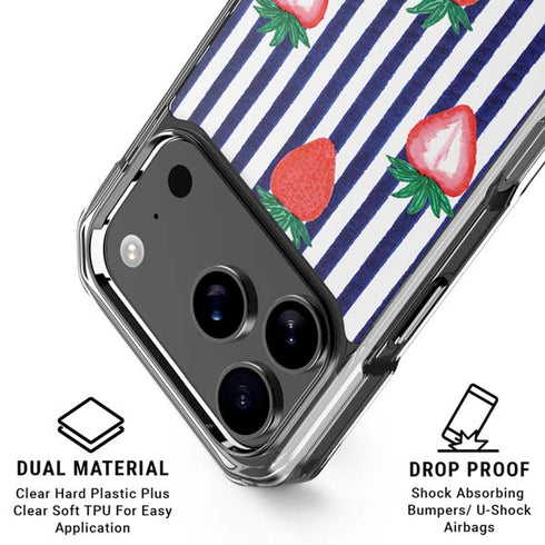 Bouffants and Broken Hearts Strawberries and Stripes iPhone 18 Pro Clear Case