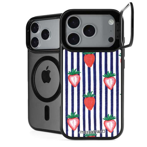 Bouffants and Broken Hearts Strawberries and Stripes iPhone 18 Pro Kickstand Case