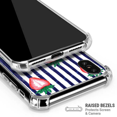 Bouffants and Broken Hearts Strawberries and Stripes iPhone X/XS Clear Case