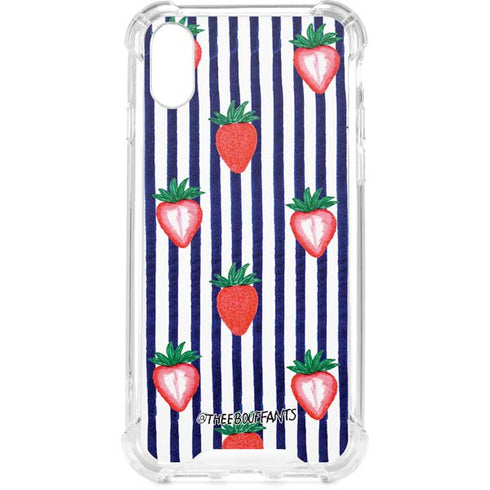 Bouffants and Broken Hearts Strawberries and Stripes iPhone XS Clear Case