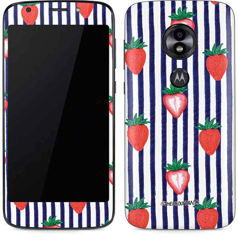 Bouffants and Broken Hearts Strawberries and Stripes Moto E5 Play Skin