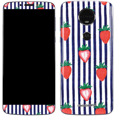Bouffants and Broken Hearts Strawberries and Stripes Moto E5 Plus Skin