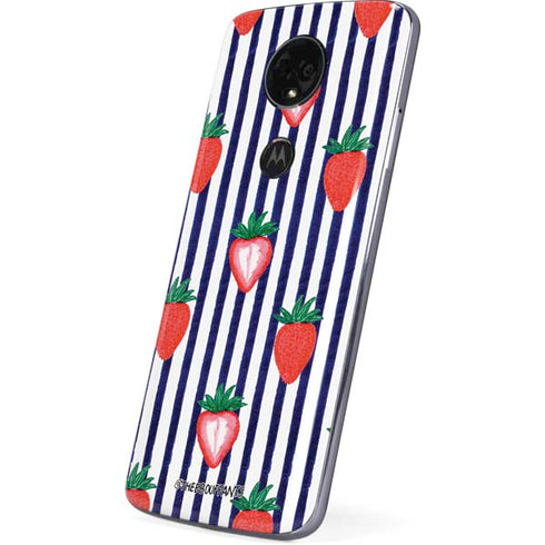 Bouffants and Broken Hearts Strawberries and Stripes Moto E5 Plus Skin