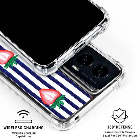 Bouffants and Broken Hearts Strawberries and Stripes Moto G Power 5G (2024) Clear Case