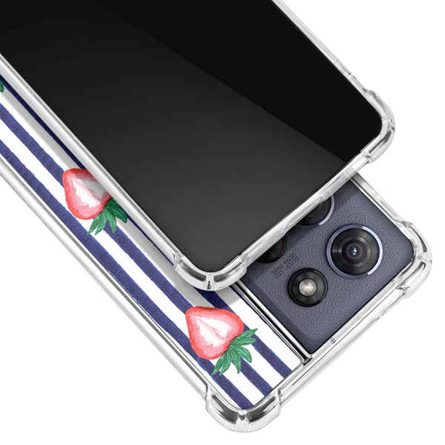 Bouffants and Broken Hearts Strawberries and Stripes Moto G Stylus 5G (2025) Clear Case