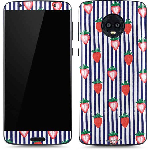 Bouffants and Broken Hearts Strawberries and Stripes Moto G6 Skin