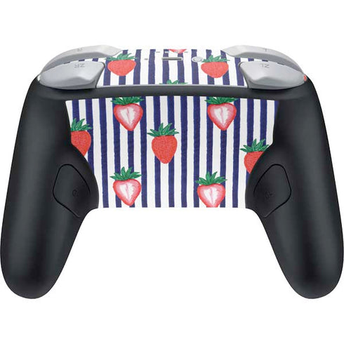 Bouffants and Broken Hearts Strawberries and Stripes Nintendo Switch 2 (2025) Pro Controller Skin