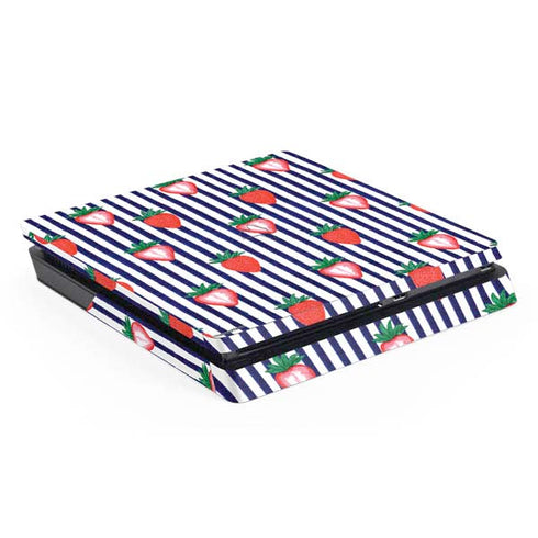 Bouffants and Broken Hearts Strawberries and Stripes PS4 Slim Skin