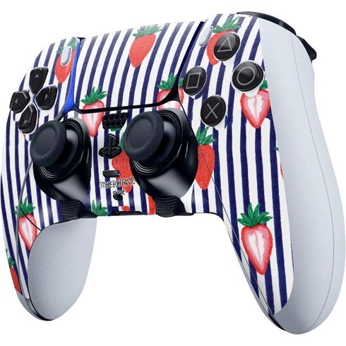 Bouffants and Broken Hearts Strawberries and Stripes PS5 DualSense Edge Pro Controller Skin