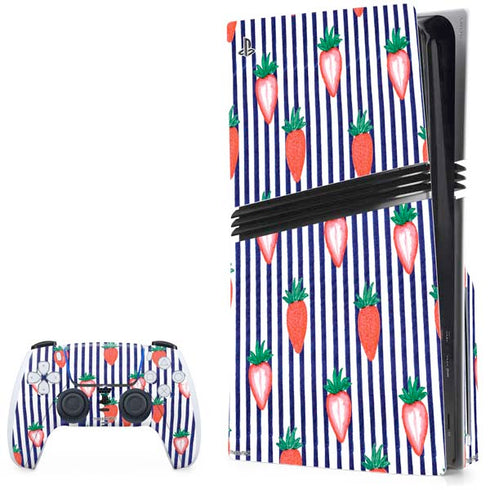 Bouffants and Broken Hearts Strawberries and Stripes PS5 Pro Disk Bundle Skin