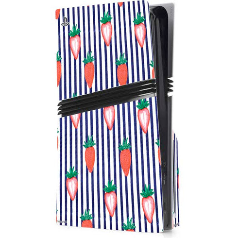 Bouffants and Broken Hearts Strawberries and Stripes PS5 Pro Disk Console Skin
