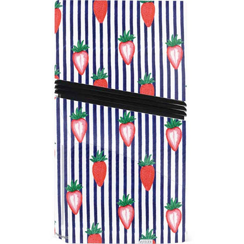 Bouffants and Broken Hearts Strawberries and Stripes PS5 Pro Disk Console Skin