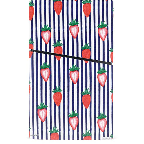 Bouffants and Broken Hearts Strawberries and Stripes PS5 Slim Digital Edition Console Skin