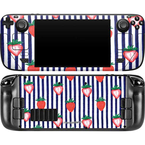 Bouffants and Broken Hearts Strawberries and Stripes Steam Deck Handheld Gaming Computer OLED Skin