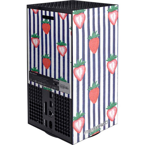 Bouffants and Broken Hearts Strawberries and Stripes XBox Series X Digital Edition Console Skin