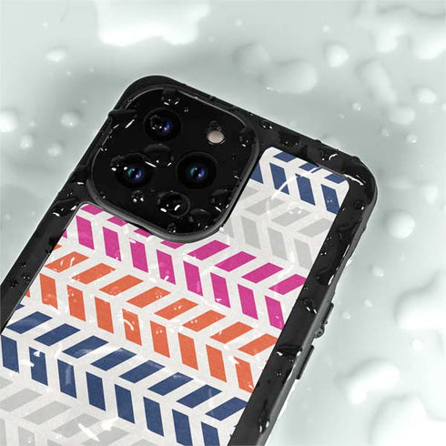 Striped Chevron iPhone 15 Pro Waterproof Case