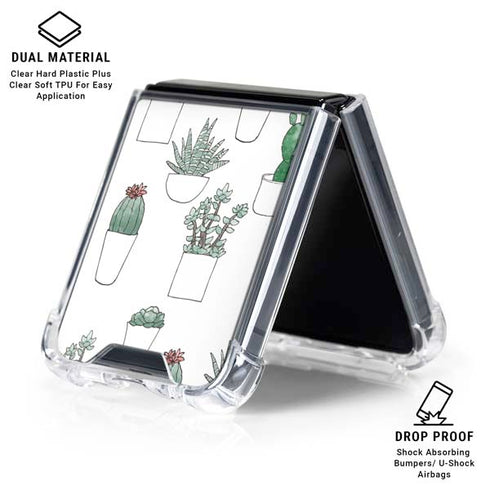 Succulent Pattern Galaxy Z Flip6 Clear Case