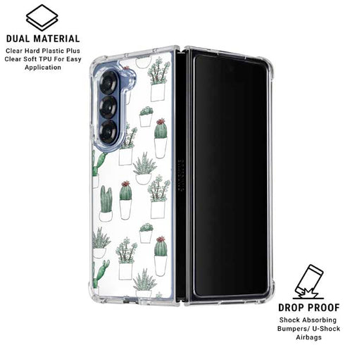 Succulent Pattern Galaxy Z Fold6 Clear Case