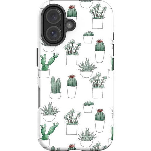 Succulent Pattern iPhone 16 Plus Impact Case