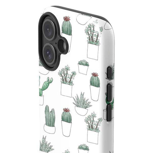Succulent Pattern iPhone 16 Plus Impact Case