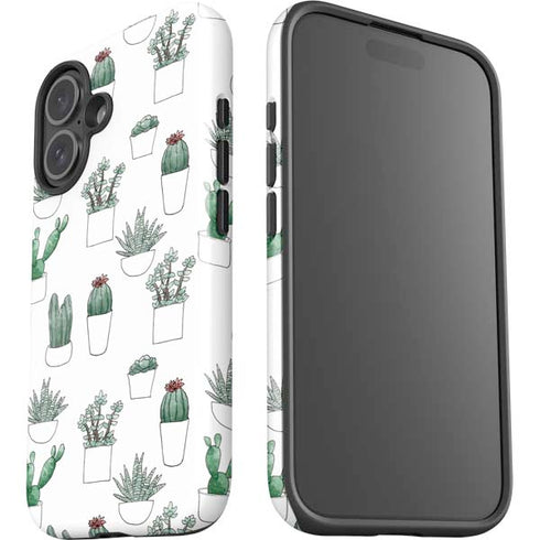 Succulent Pattern iPhone 16 Plus Impact Case