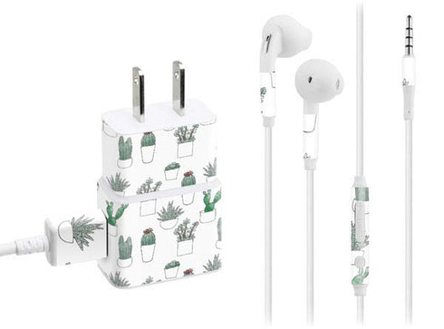 Succulent Pattern Phone Charger Skin