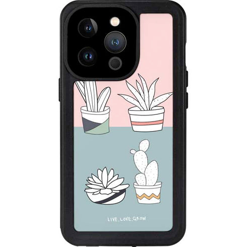 Succulent Sketch iPhone 15 Pro Waterproof Case