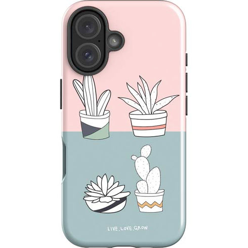 Succulent Sketch iPhone 16 Plus Impact Case