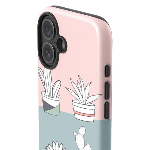 Succulent Sketch iPhone 16 Plus Impact Case