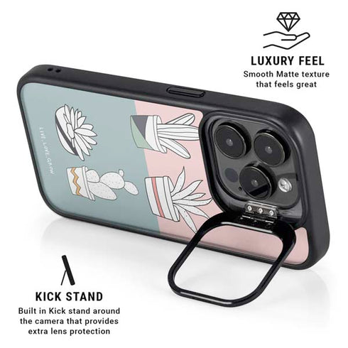 Succulent Sketch iPhone 16 Pro Max Kickstand Case