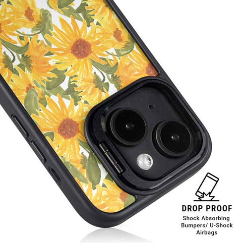 Bouffants and Broken Hearts Sunflowers iPhone 15 Plus Kickstand Case