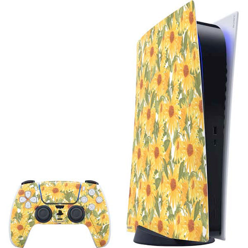 Bouffants and Broken Hearts Sunflowers PlayStation PS5 Skins