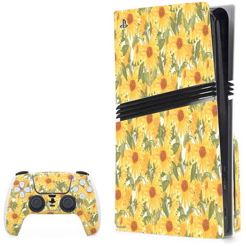 Bouffants and Broken Hearts Sunflowers PS5 Pro Disk Bundle Skin
