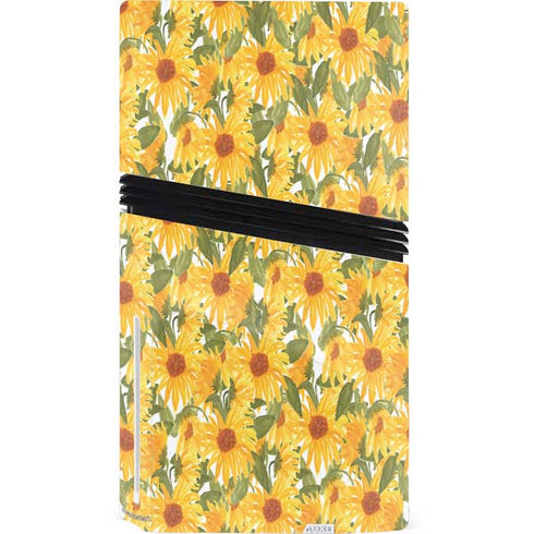 Bouffants and Broken Hearts Sunflowers PS5 Pro Disk Console Skin