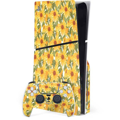 Bouffants and Broken Hearts Sunflowers PlayStation PS5 Skins