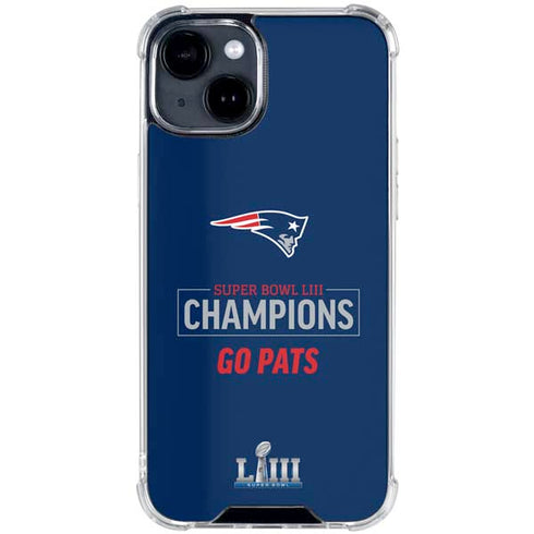 NFL Super Bowl LIII Champions Go Pats iPhone 15 Clear Case