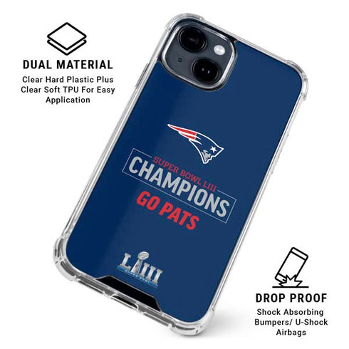 NFL Super Bowl LIII Champions Go Pats iPhone 15 Clear Case